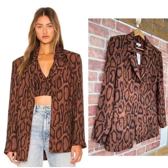 WEWOREWHAT SHAPED LONG
BLAZER IN BROWN SNAKESKIN SZ 6 - Picture 1 of 15